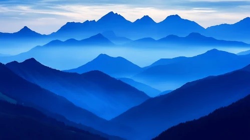 Misty Blue Mountain Layers