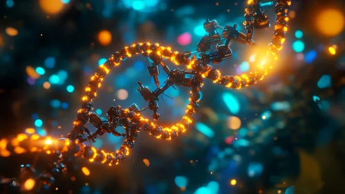 Glowing DNA Strand Abstract