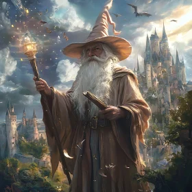 Mystical Wizard with Glowing Staff