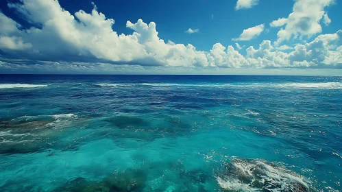 Seascape with Turquoise Water and Clouds