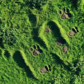 Aerial View of Dog Paw Prints