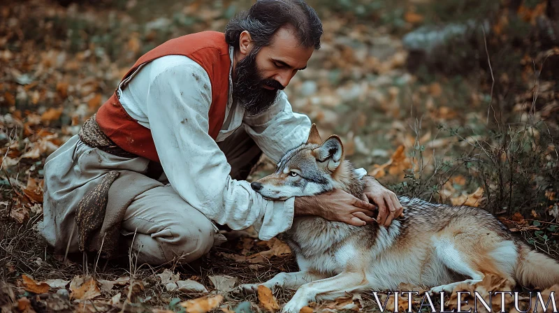 AI ART A Man's Affection for a Wolf