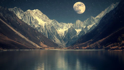 Serene Mountain Lake at Night