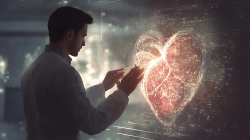 Medical Tech: Doctor and Heart Hologram