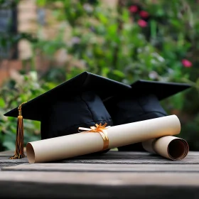 Academic Success: Graduation Caps and Diploma