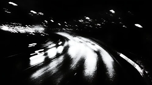 Abstract Night Road with Lights