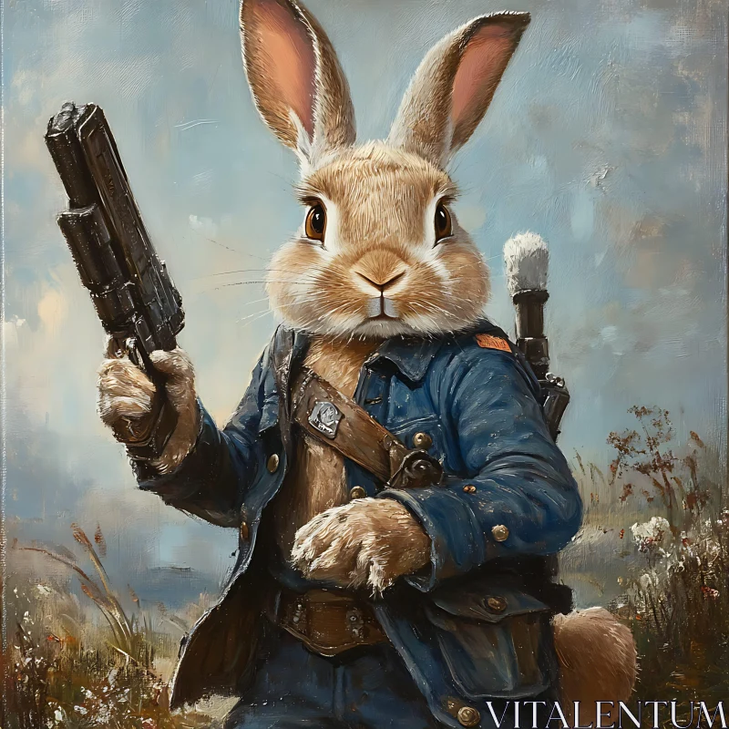 Rabbit Warrior with Gun AI Image