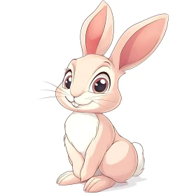 Whimsical Pink Rabbit on White Background