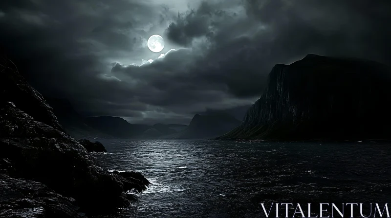 Mystic Night Seascape AI Image