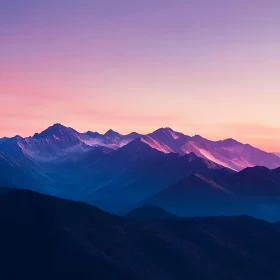 Pink and Blue Mountain Landscape