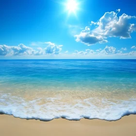 Seascape with Blue Sky and Sandy Beach