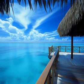 Tropical Ocean View from Wooden Deck