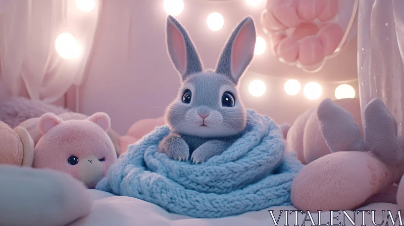 Snug Bunny Toy Still Life AI Image