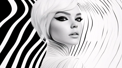 Striking Monochrome Portrait with Abstract Lines