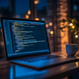 Laptop Coding with Coffee Mug