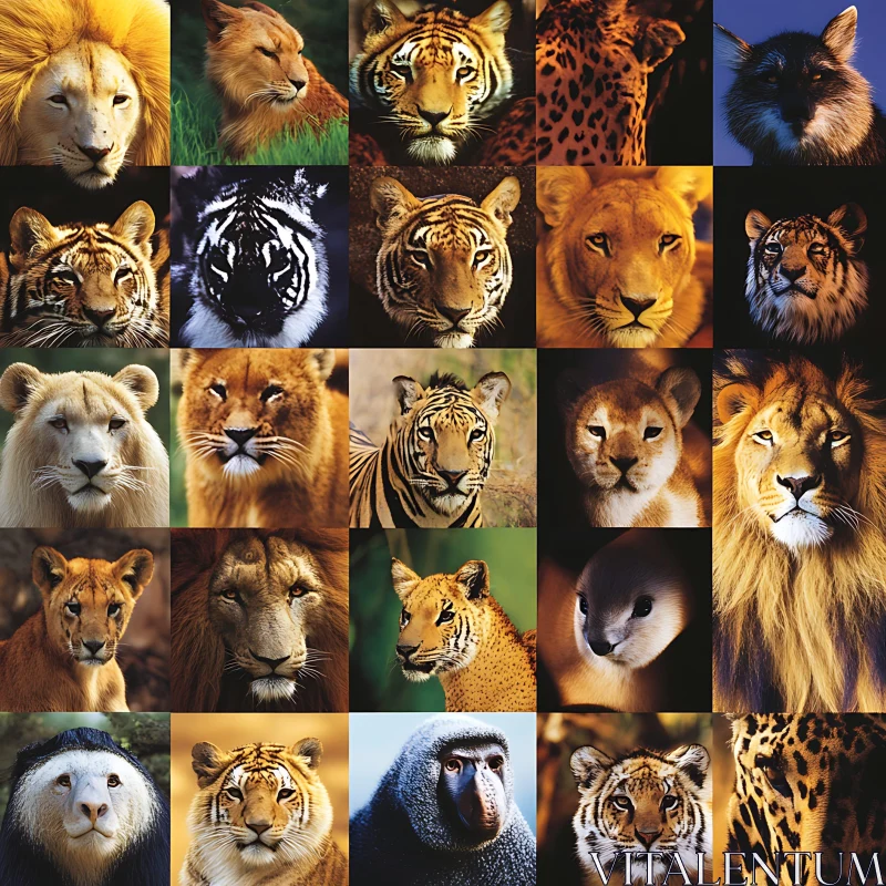 Wild Animal Faces Mosaic AI Image