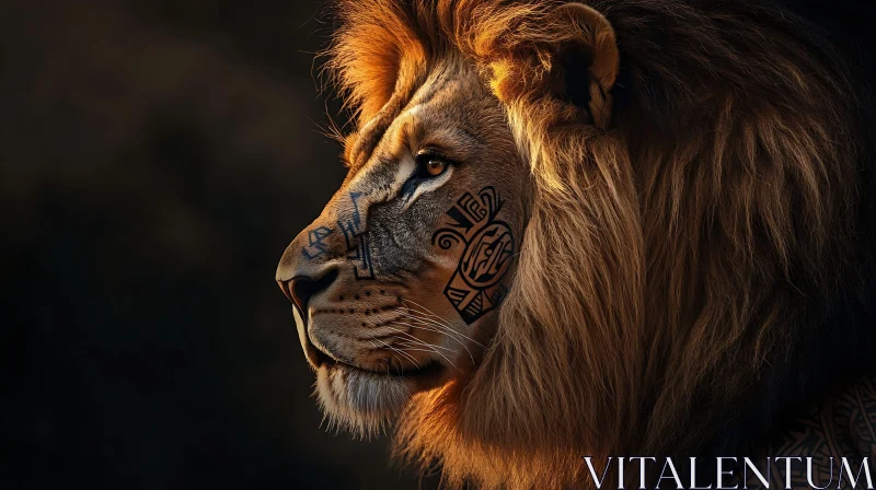 AI ART Lion with Tribal Tattoo