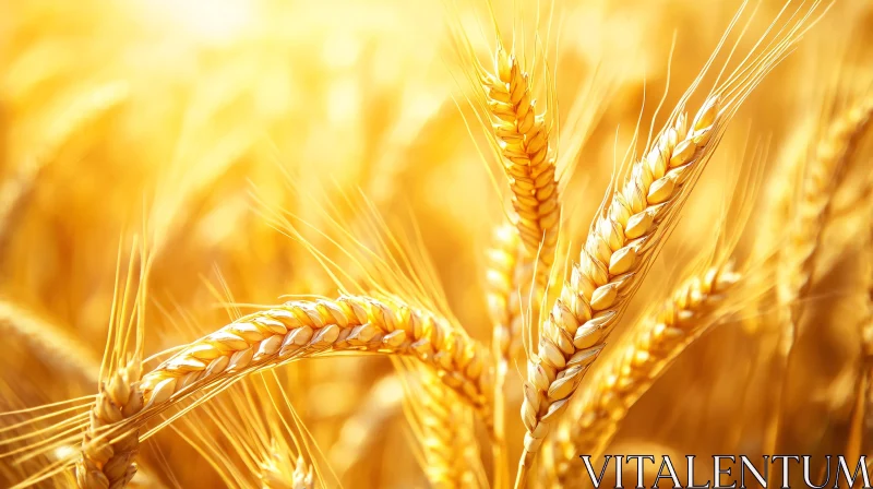 Sunlit Wheat Field Close-Up AI Image