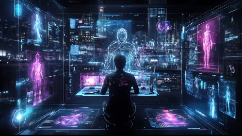 Technological Interface with Human Figures