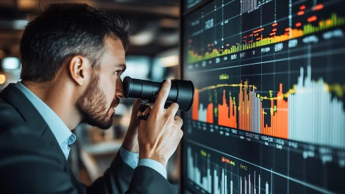Man Analyzing Stock Trends with Monocular