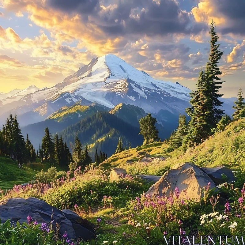 Alpine Valley View at Sunset AI Image