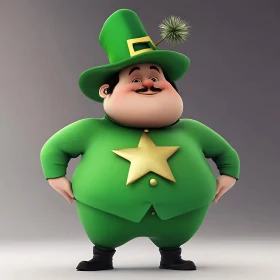 Cartoon Leprechaun with Golden Star