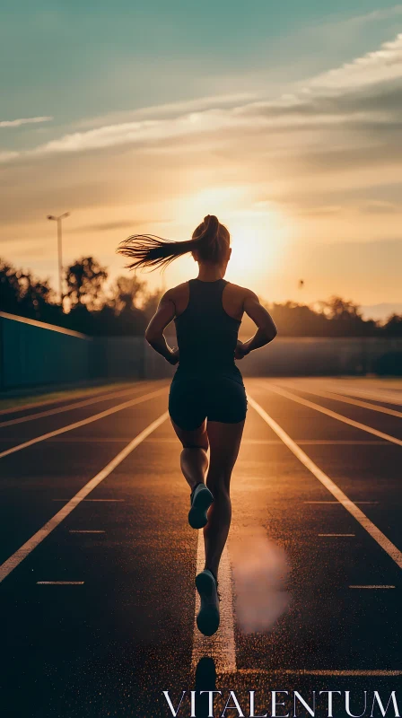 AI ART Inspiring Sunset Run: Athlete on Track