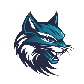 Stylized Snarling Cat Head Design