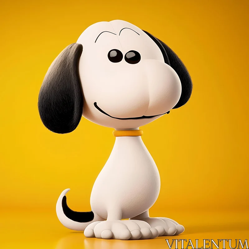 Cute Cartoon Dog on Yellow AI Image