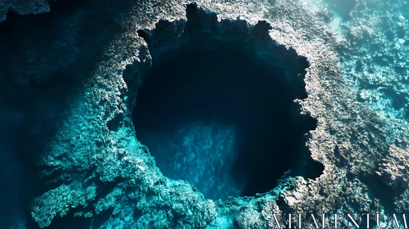 Underwater Sinkhole Aerial View AI Image