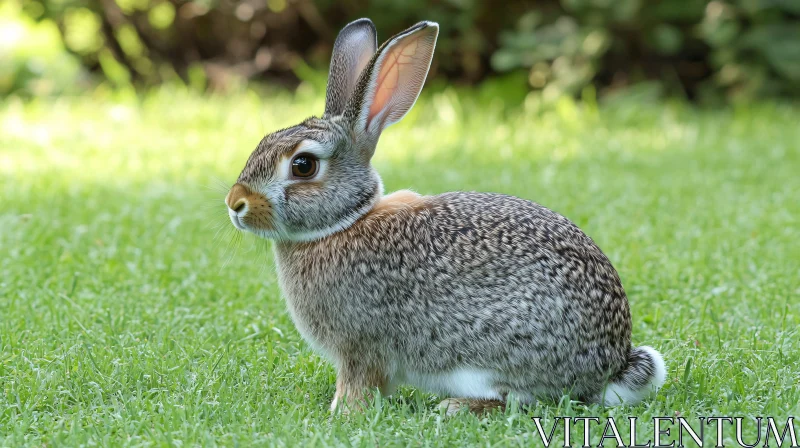 Serene Rabbit Portrait on Green Grass AI Image