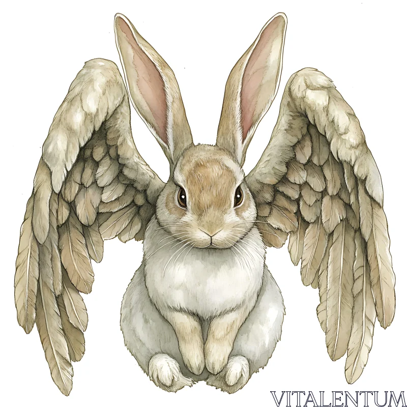 AI ART Rabbit with Wings - Angel Animal Art