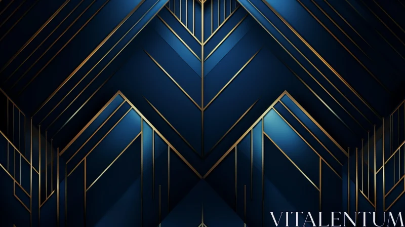 AI ART Abstract Art Deco Pattern in Blue and Gold