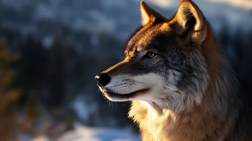 Wolf in Winter Sunlight