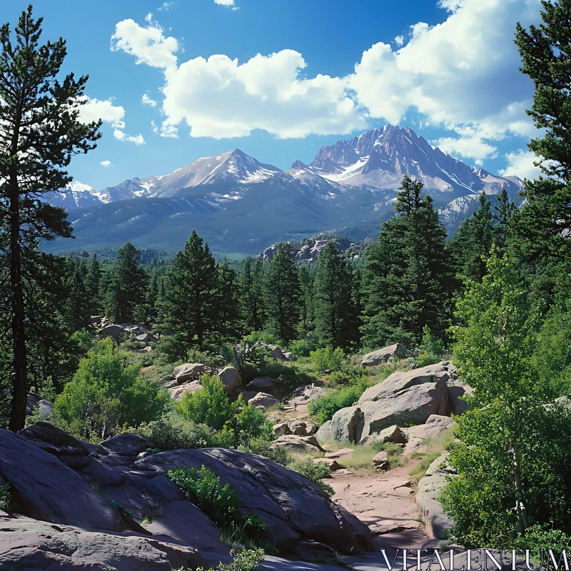 Scenic Mountain and Forest View AI Image