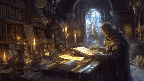 Enchanting Study: A Wizard's Illuminated Pursuit