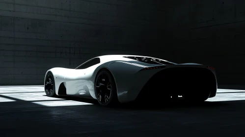 White Supercar with Aerodynamic Design