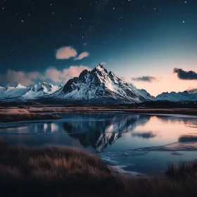 Snowy Peaks Reflection Landscape