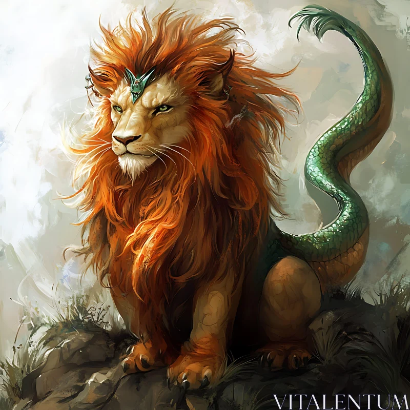 AI ART Mythical Lion-Dragon Hybrid Artwork