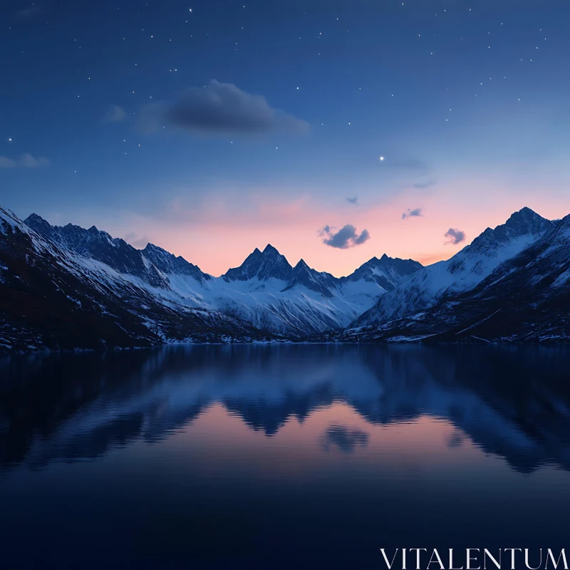 AI ART Snowy Peaks Reflection Landscape