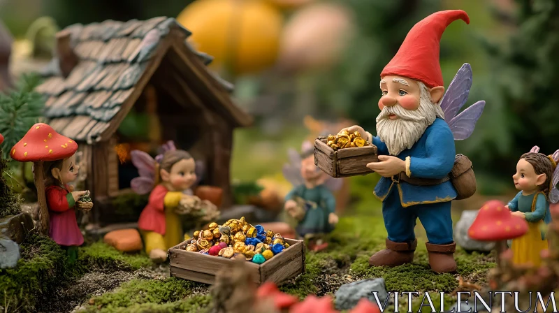 Miniature Fantasy World with Gnome AI Image