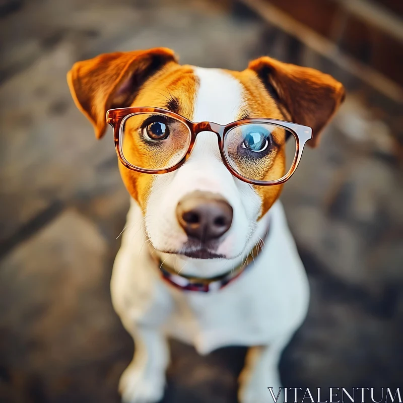 Cute Dog with Glasses - Whimsical Dog Portrait AI Image