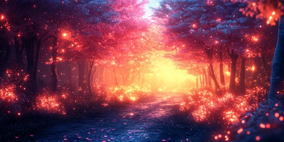 Magical Pathway in a Glowing Enchanted Forest