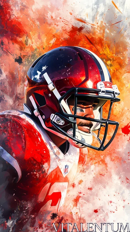 Dynamic American Football Portrait in Vivid Colors AI Image