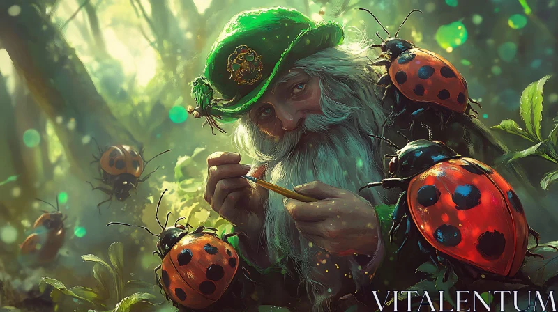 Enchanted Forest Leprechaun Painting AI Image