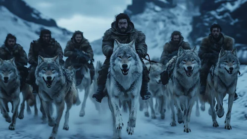 Men Riding Wolves in Winter