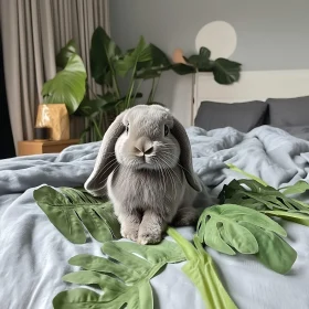 Peaceful Rabbit with Greenery