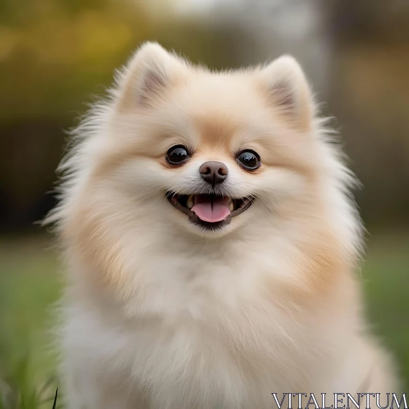 Cute Pomeranian Dog in Nature AI Image