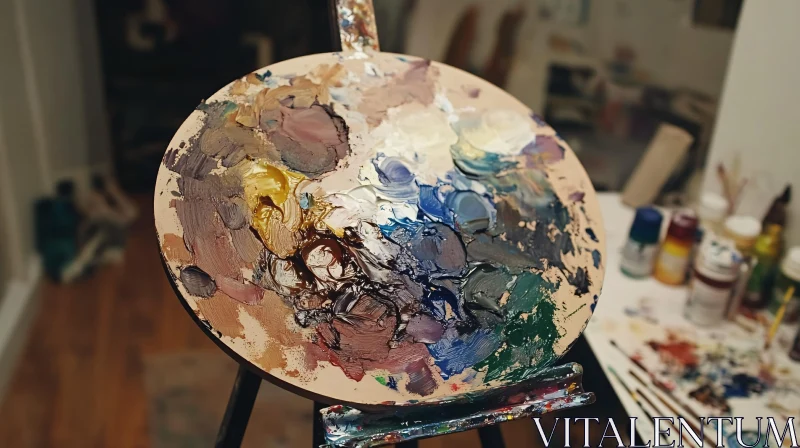 Painter's Palette with Mixed Colors AI Image