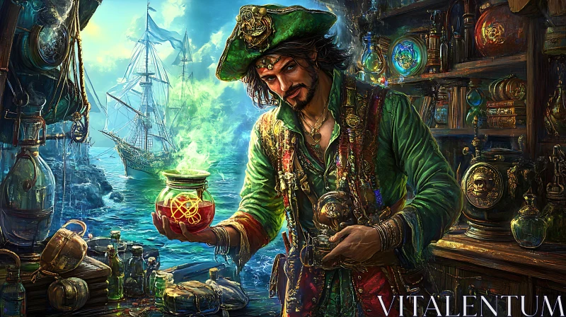 AI ART Seascape with Pirate and Magic Potion